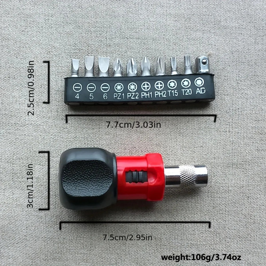 Mini Ratcheting Screwdriver with Bits, Red - image 6