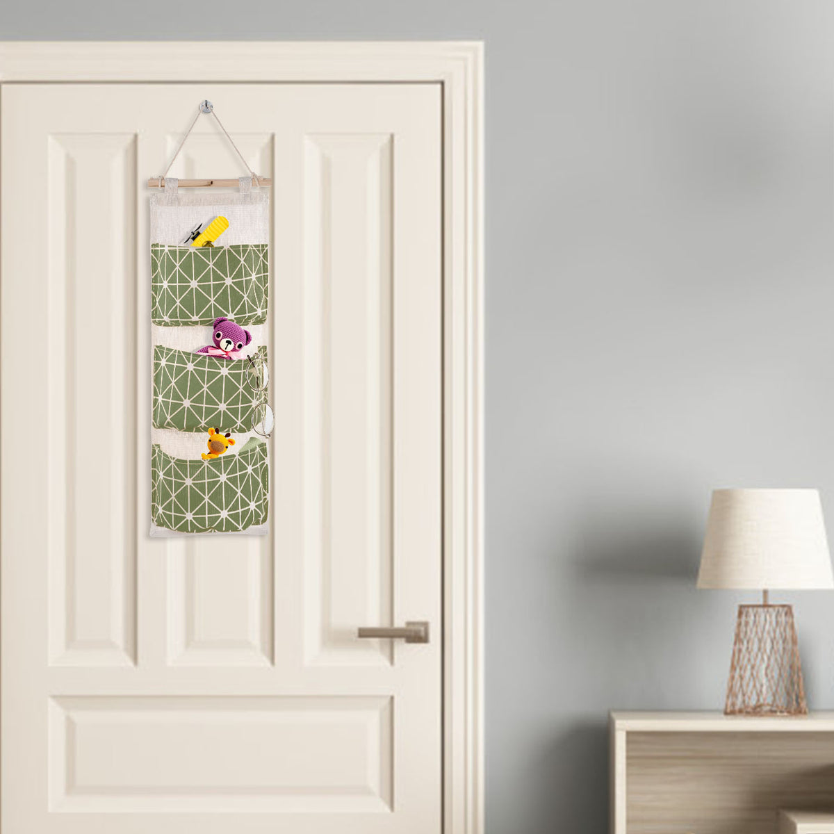 Wall Hanging Storage Organizer, 3 Pockets, Green - image 3