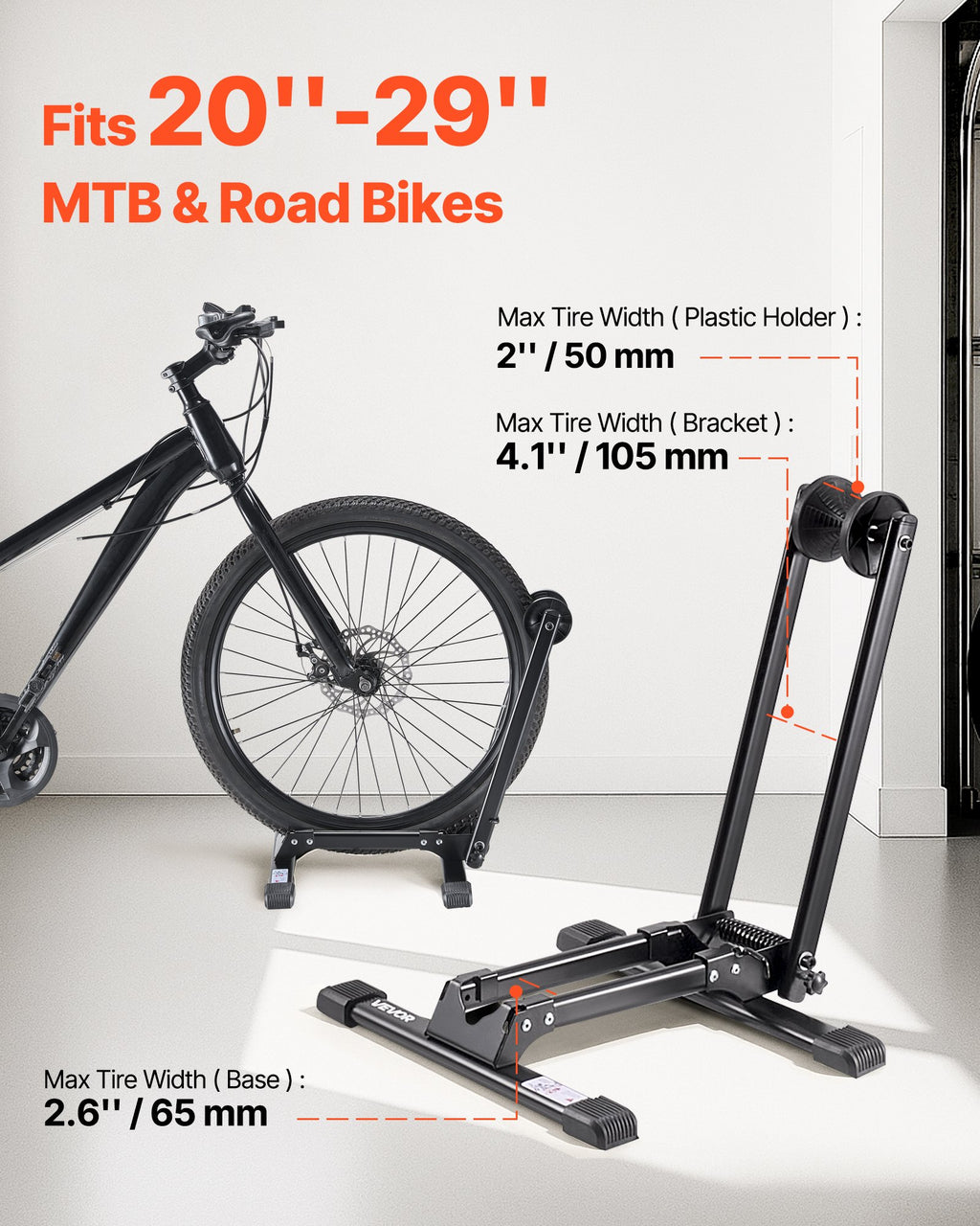 Foldable Bike Floor Stand for 20-29 in Wheels