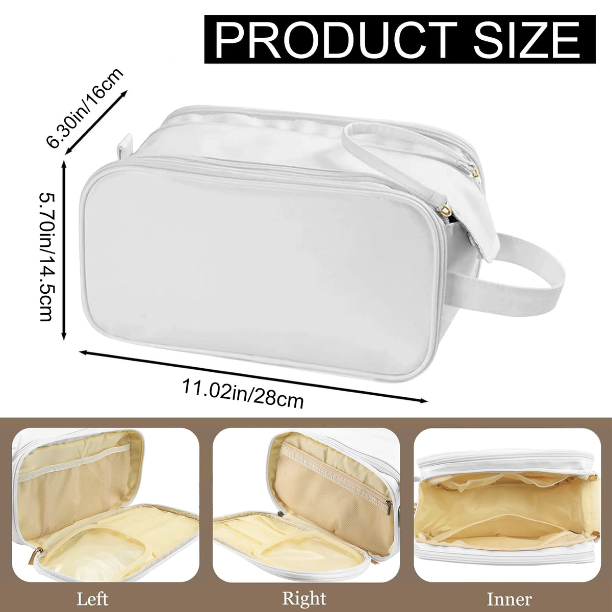 Large Hanging Toiletry Bag, White - image 4