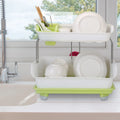 2-Tier Countertop Dish Rack with Drain Tray and Cutlery Holder