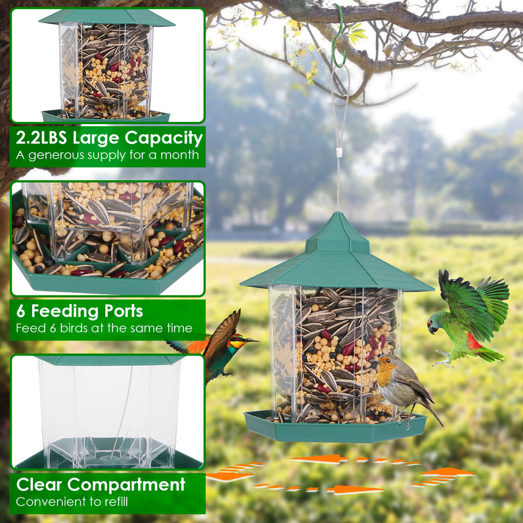 Gazebo Hanging Bird Feeder, Green