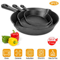 Pre-Seasoned Cast Iron Skillet Set, 6, 8 and 10 in