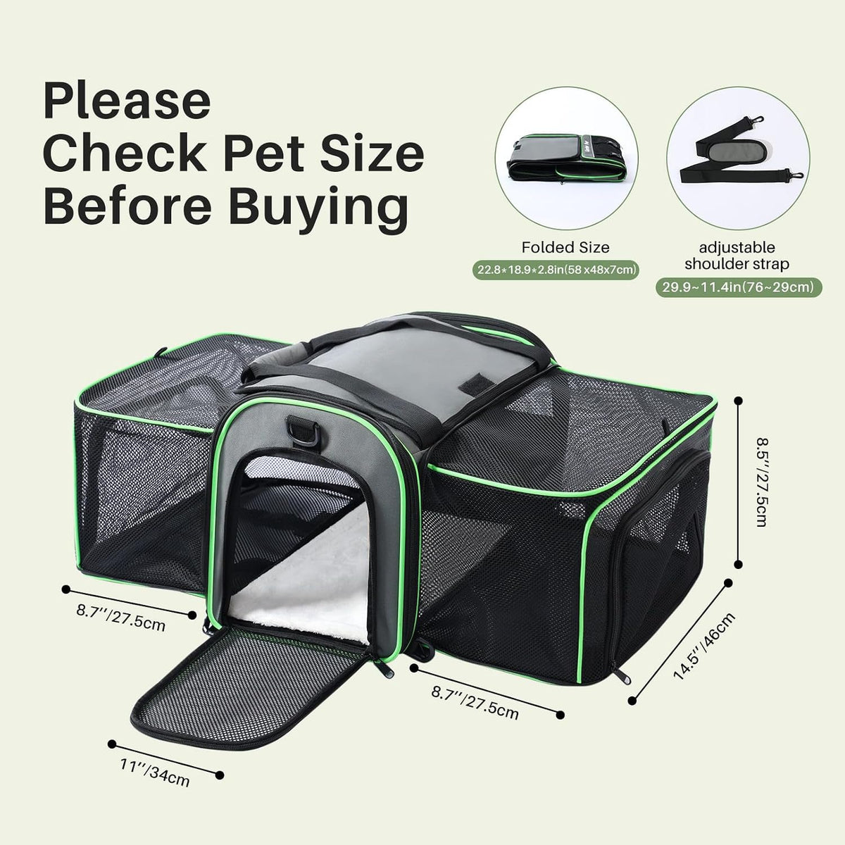 Expandable Pet Carrier Backpack, Black - image 7