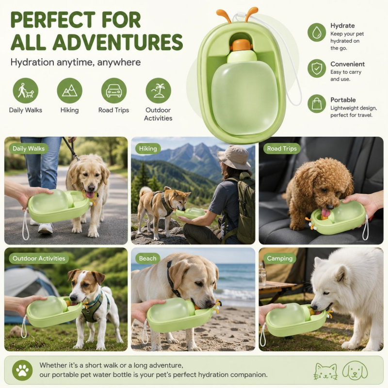 Portable Pet Water Bottle, Green - image 3