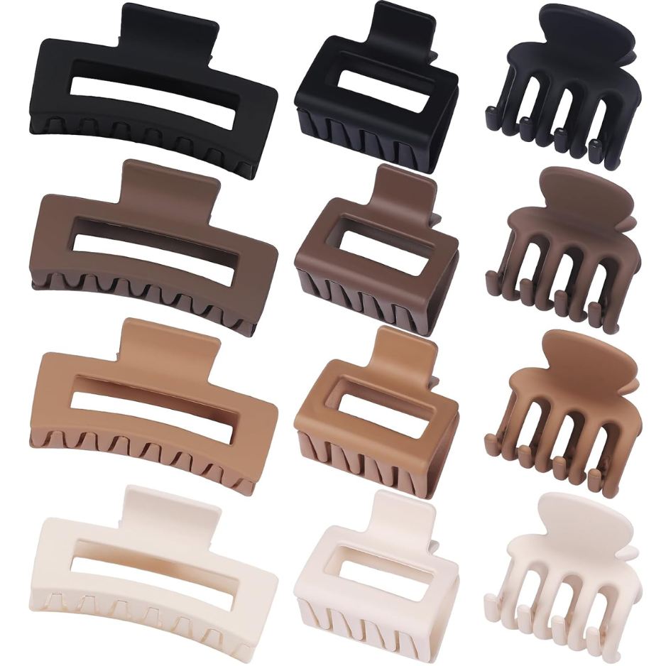 Hair Claw Clips, 12 Pack, Neutral Colors - image 3