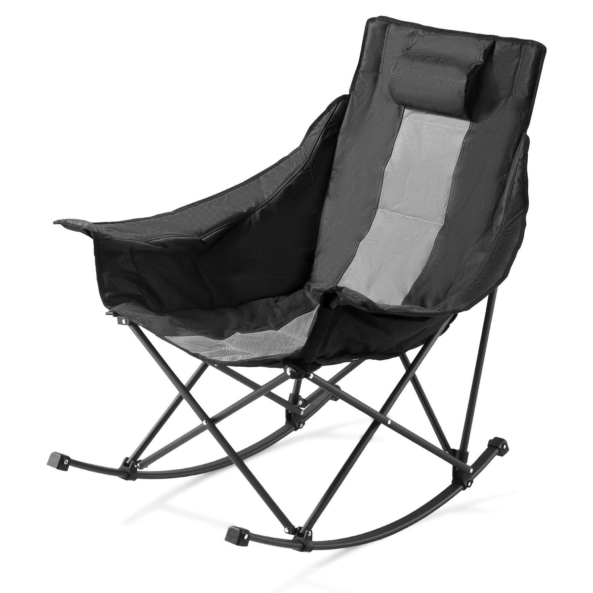 Folding Rocking Camping Chair, Black/Gray