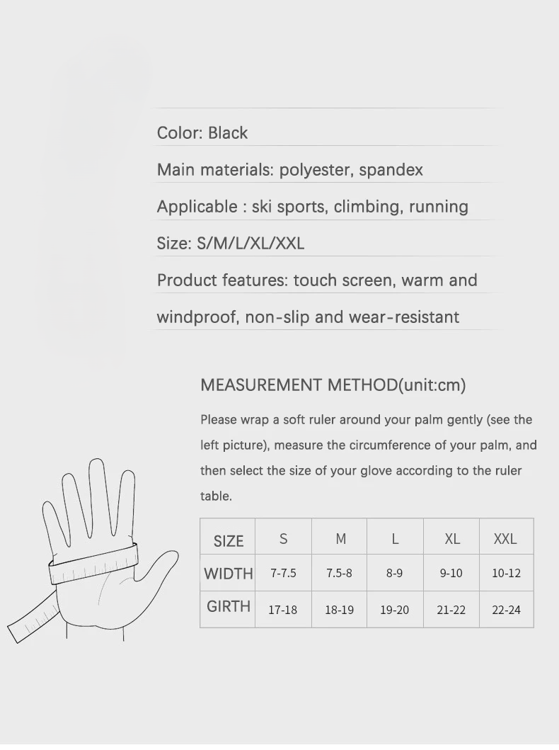 Windproof Touchscreen Fleece-Lined Gloves, Black, Size M - image 5