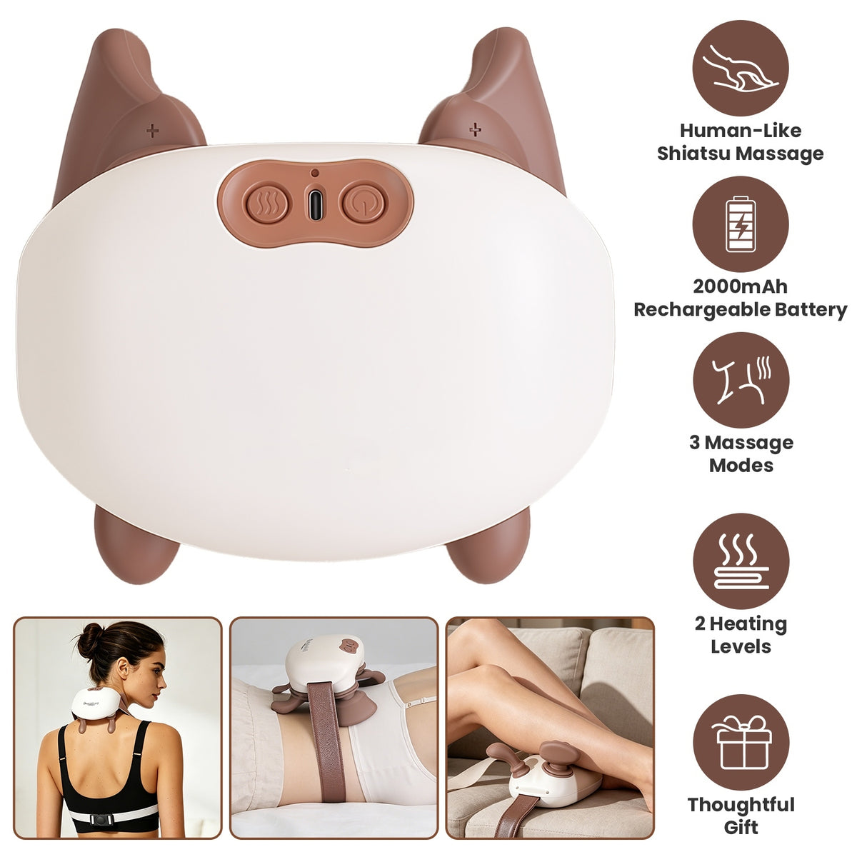 Cordless Shiatsu Neck Massager with Heat - image 5
