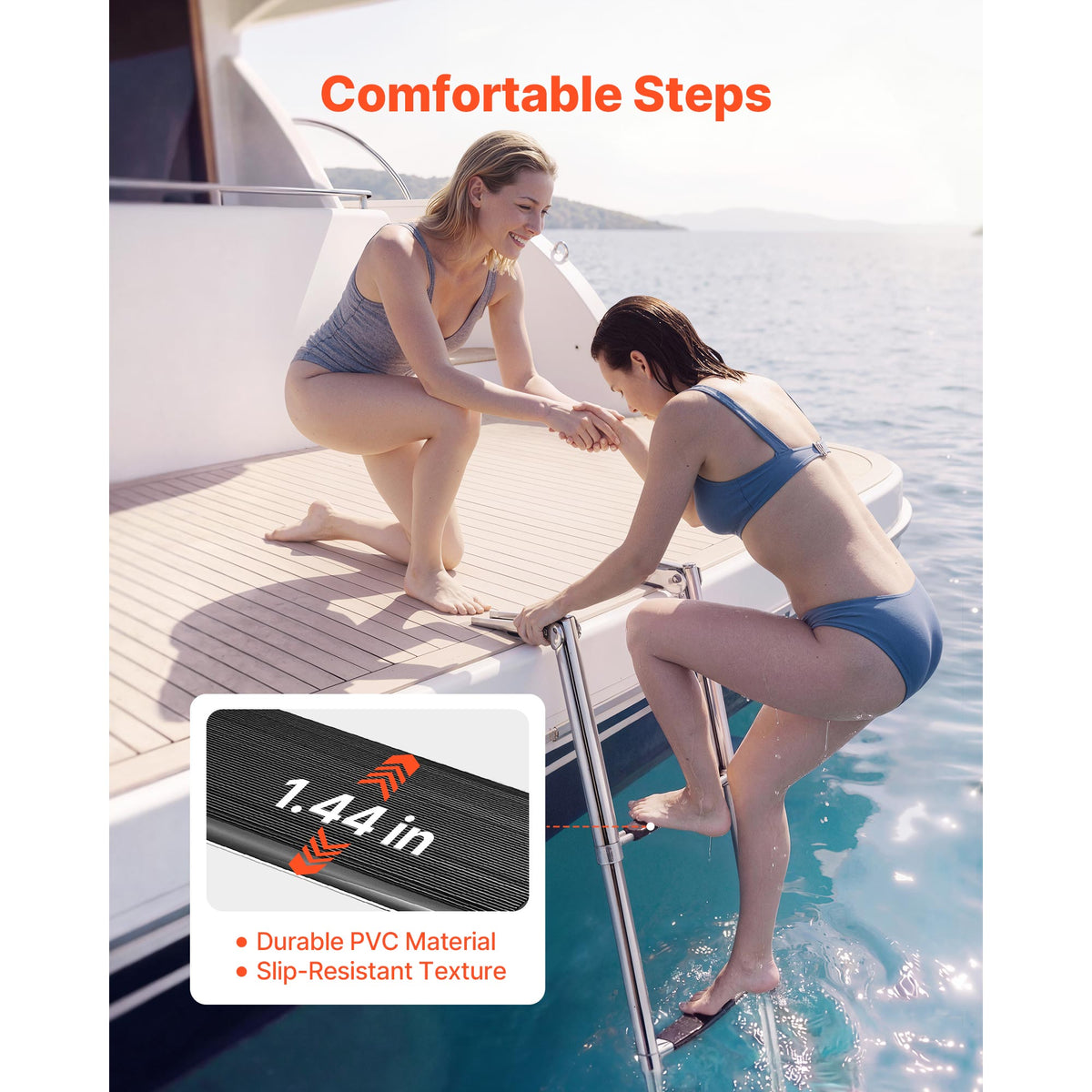 Boat Ladder, 3-Step Stainless Steel Telescoping - image 3