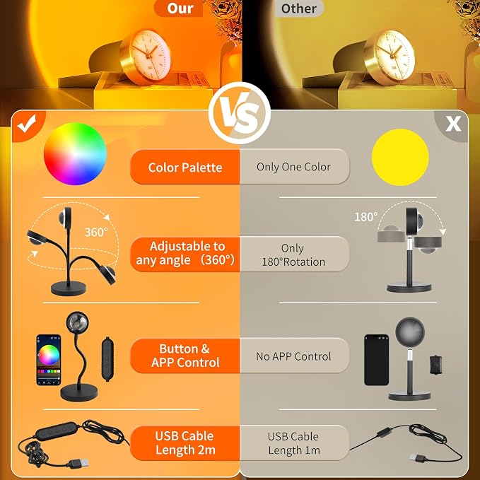 LED Sunset Lamp Projector with App Control - image 3