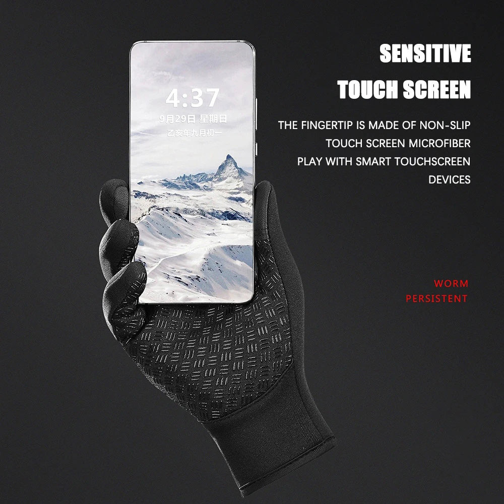 Windproof Touchscreen Fleece-Lined Gloves, Black, Size M - image 2