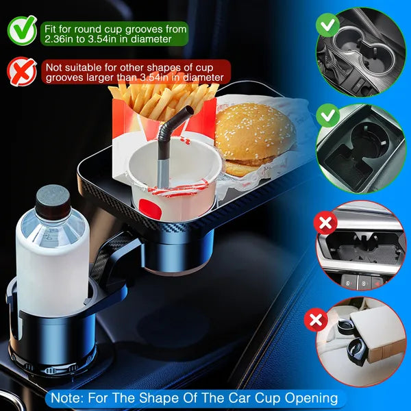 Car Cup Holder Expander with 360-Degree Rotating Tray - image 3