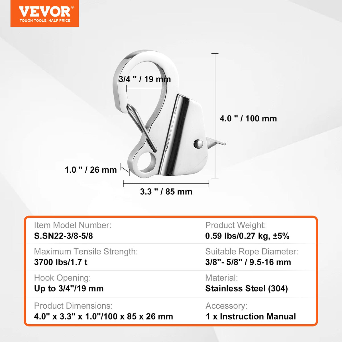 304 Stainless Steel Boat Slide Anchor Hook - image 3