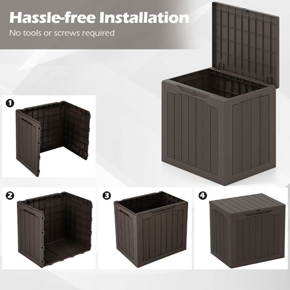 Small Deck Box, 25 Gallon, Wicker-Look, Brown - image 2