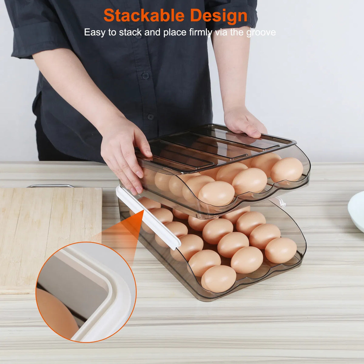 Rolling Egg Holder for Fridge, 2 Tier, 36 Eggs - image 3
