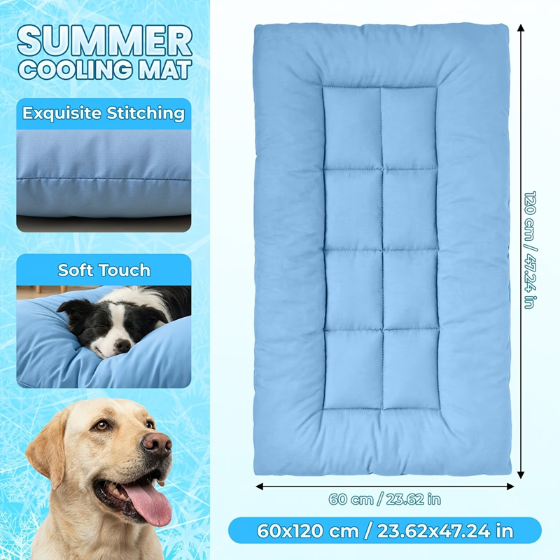 Quilted Dog Bed Mat, XXL, Blue - image 5