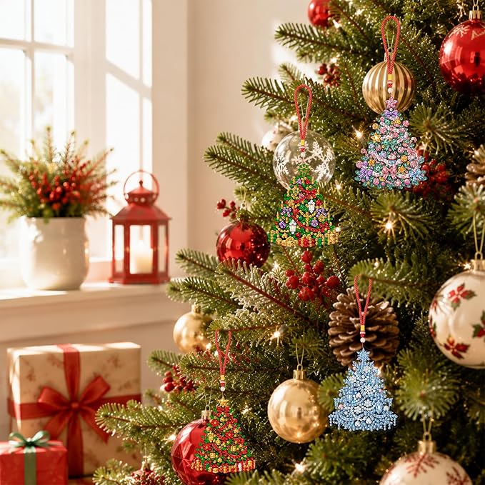 Christmas Tree Diamond Art Ornaments Kit, 4 Pack - image 3