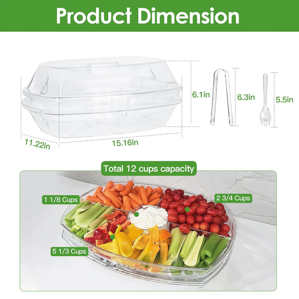 Chilled Serving Platter with Ice Tray and Lid, Divided - image 8