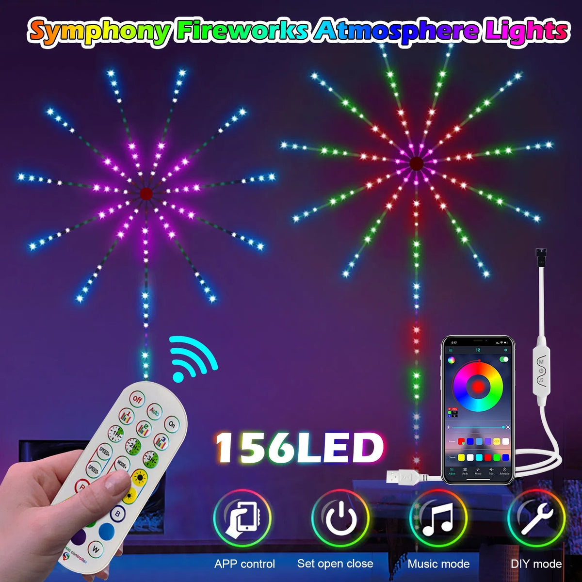 LED Firework Lights with Music Sync - image 5