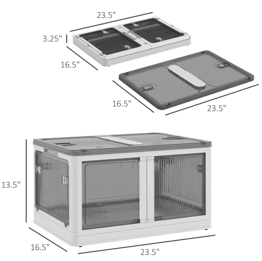 Collapsible Stackable Storage Bin with Wheels, 18 Gallon, White - image 2