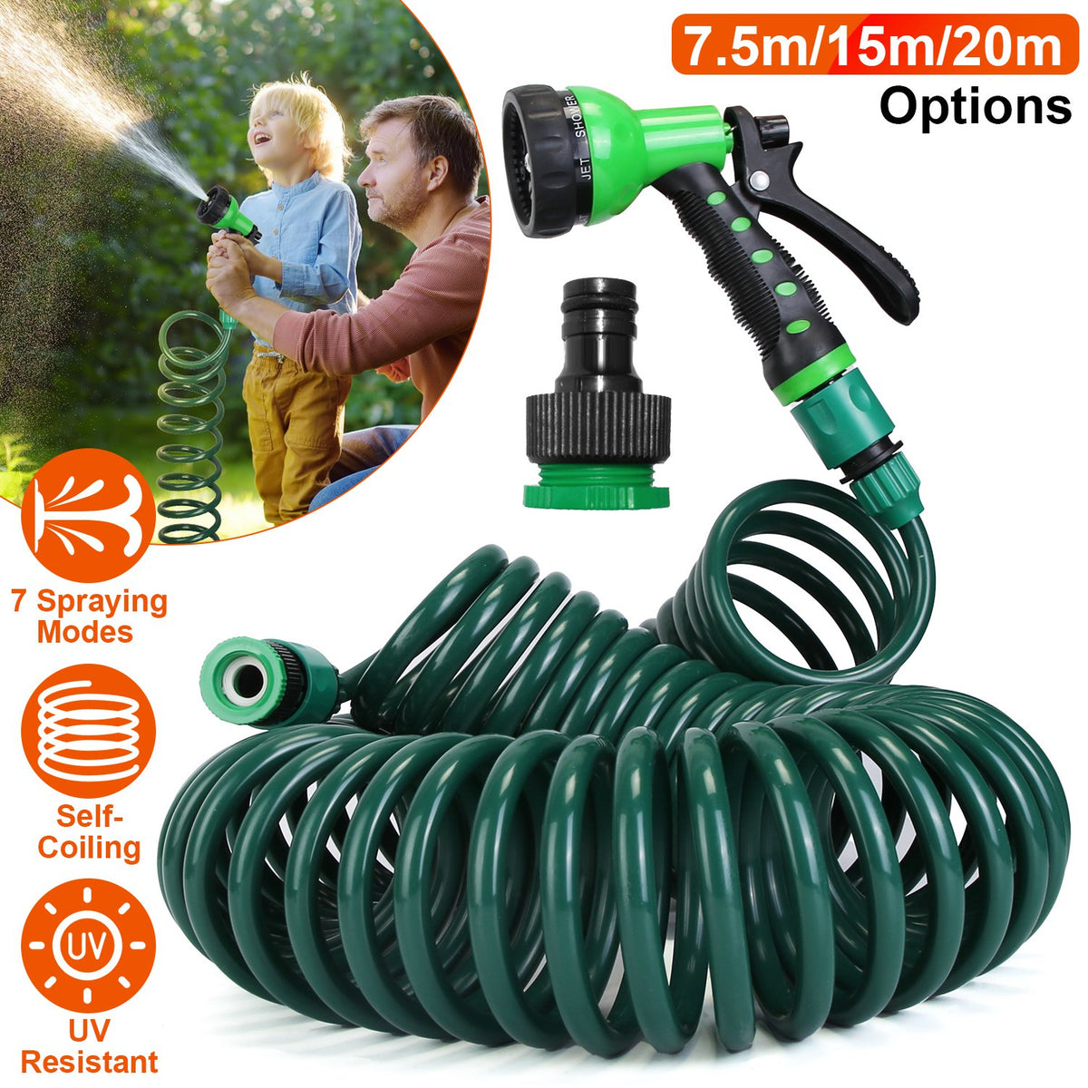 Recoil Garden Hose, 65 ft, with 7-Pattern Nozzle - image 6