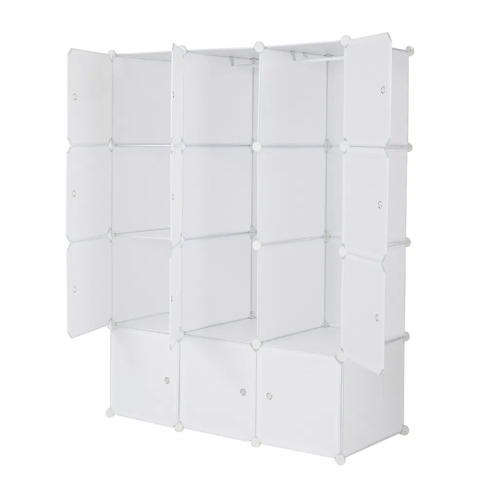 12 Cube Storage Organizer with Hanging Rod, White - image 10