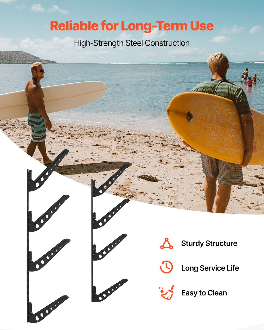 Surfboard Wall Rack, 4 Tier, Adjustable - image 5