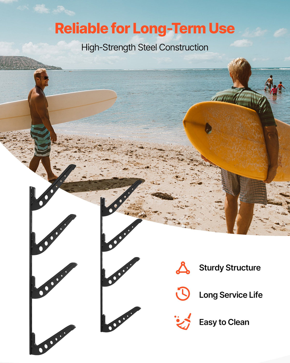 Surfboard Wall Rack, 4 Tier, Adjustable - image 5
