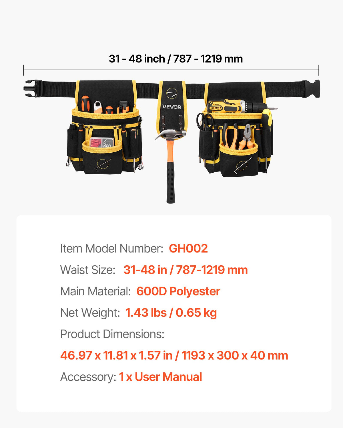 Magnetic Tool Belt, 28 Pockets - image 4