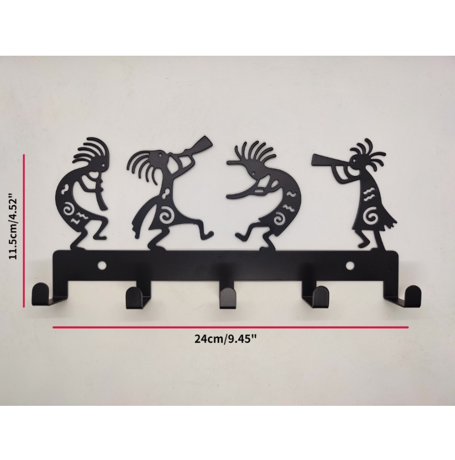 Kokopelli Metal Wall Coat Rack, 5 Hooks - image 2
