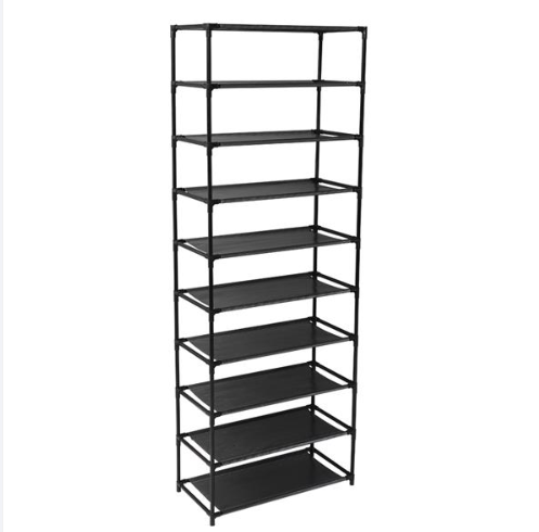 10-Tier Tall Fabric Shoe Rack, Black - image 3