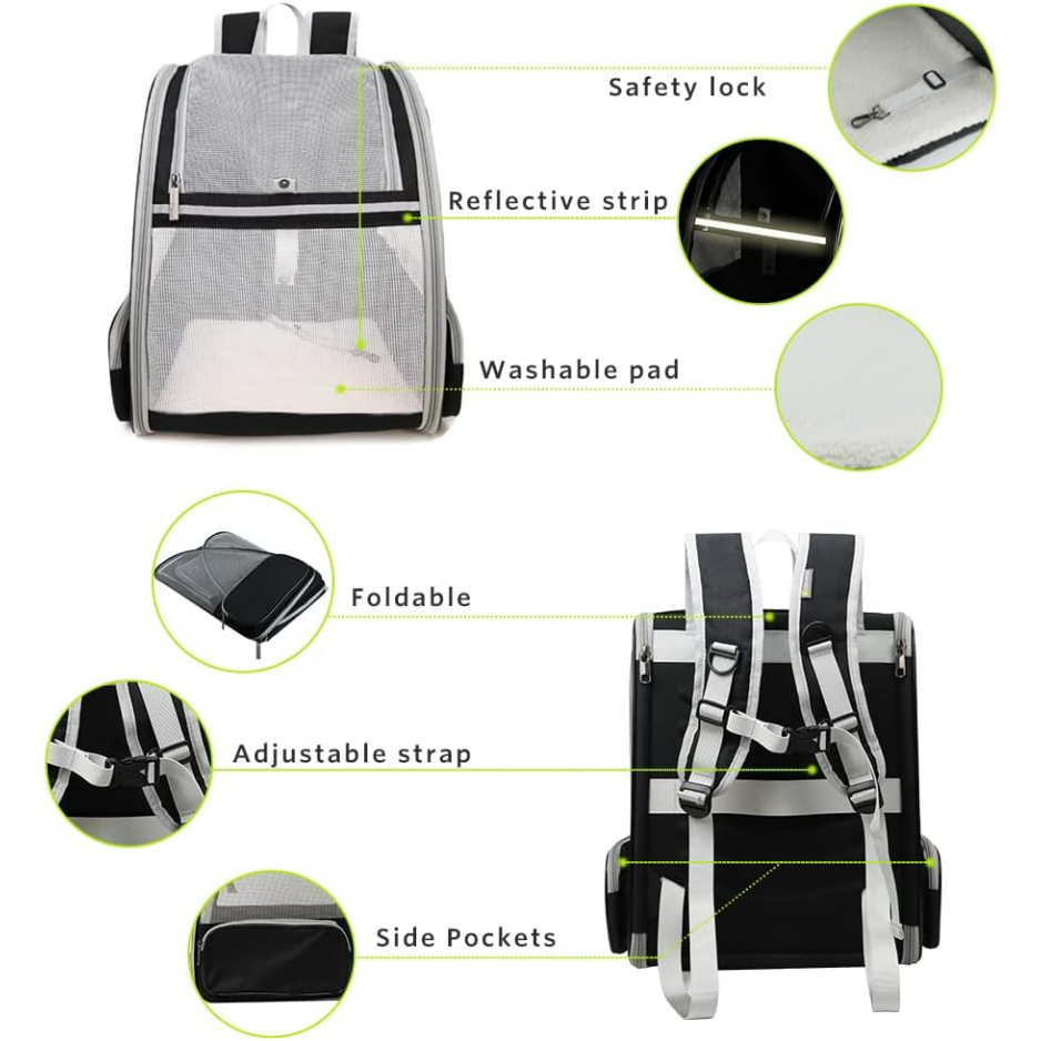 Bubble Window Pet Backpack Carrier, Black - image 6