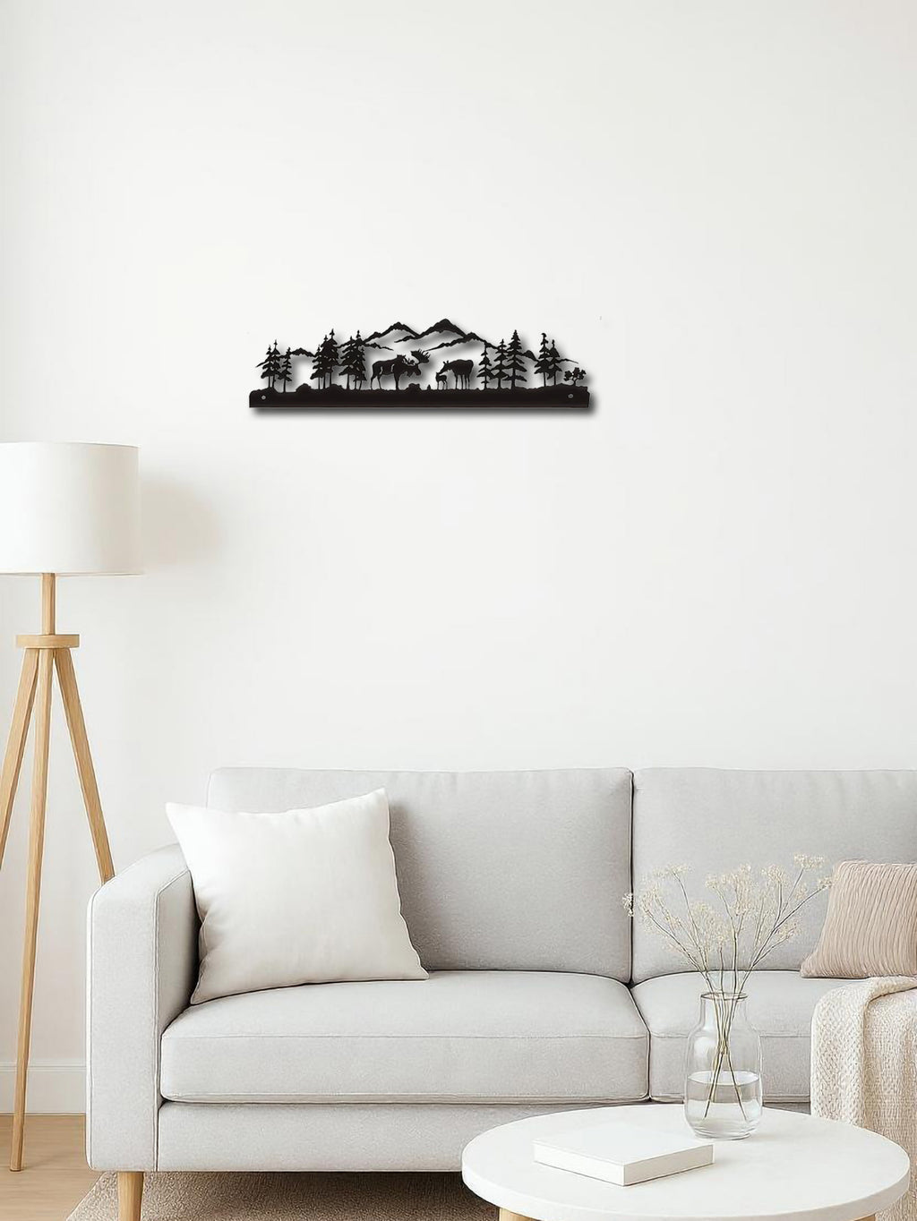 Moose and Mountain Metal Wall Art, Black