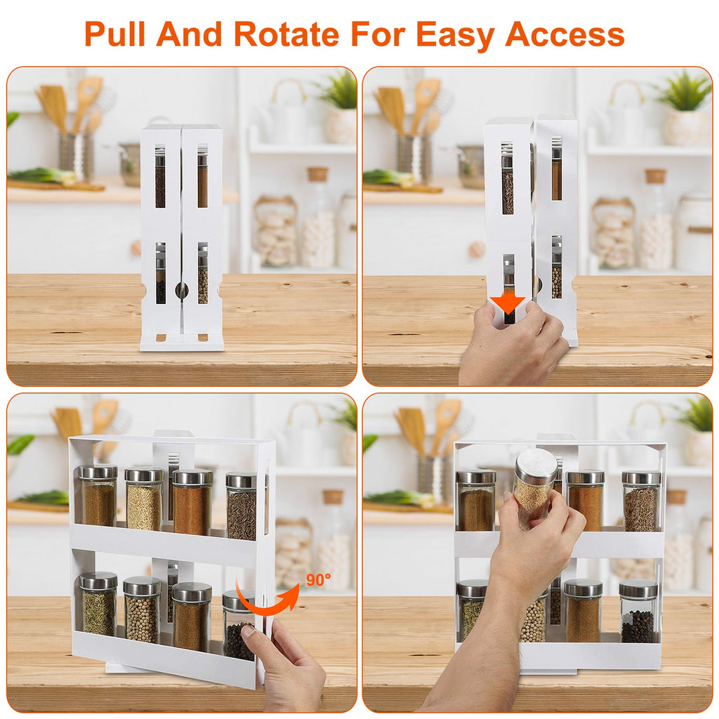 Two-Tier Swivel Cabinet Spice Organizer, White - image 7