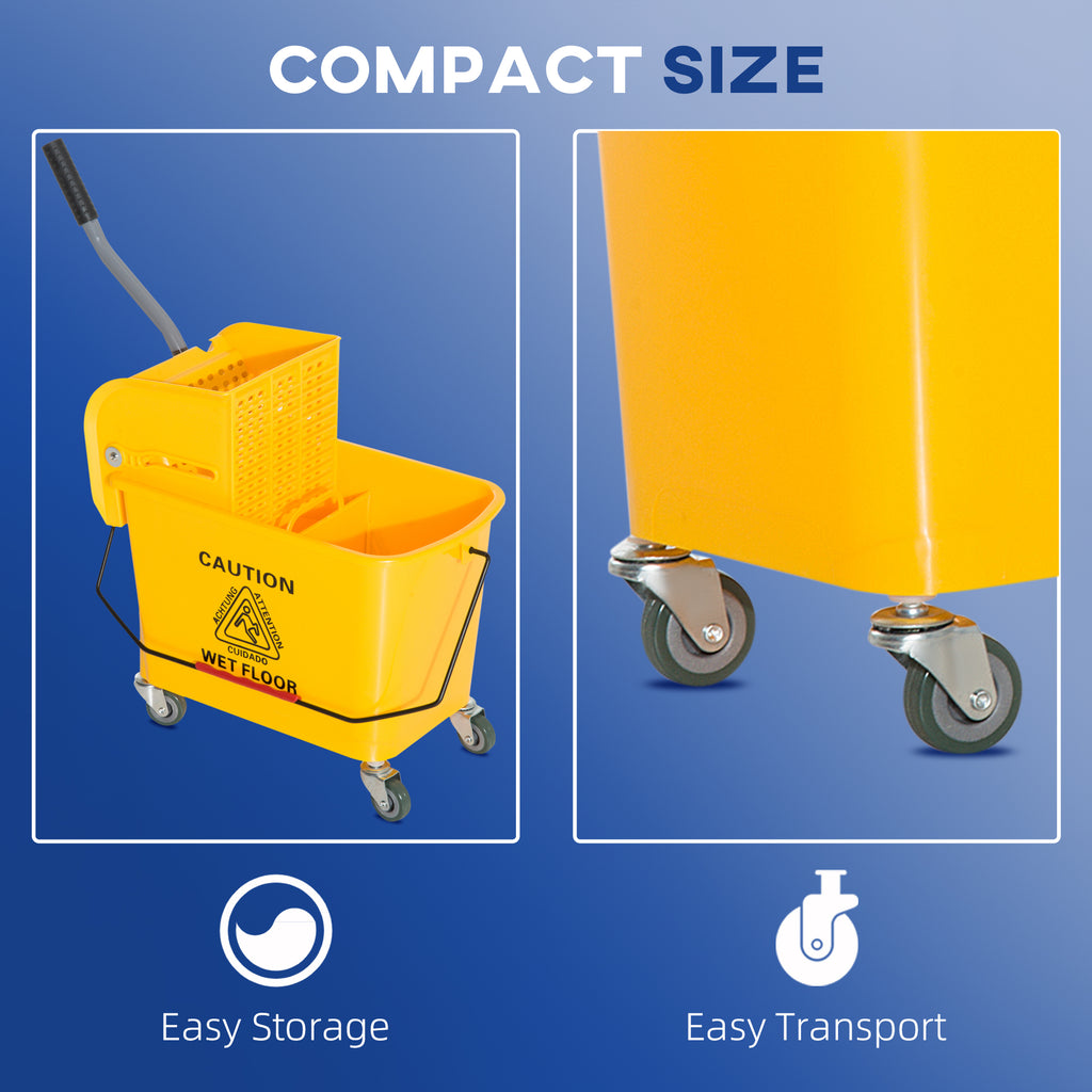 Mop Bucket with Wringer on Wheels, 21 Qt, Yellow - image 5
