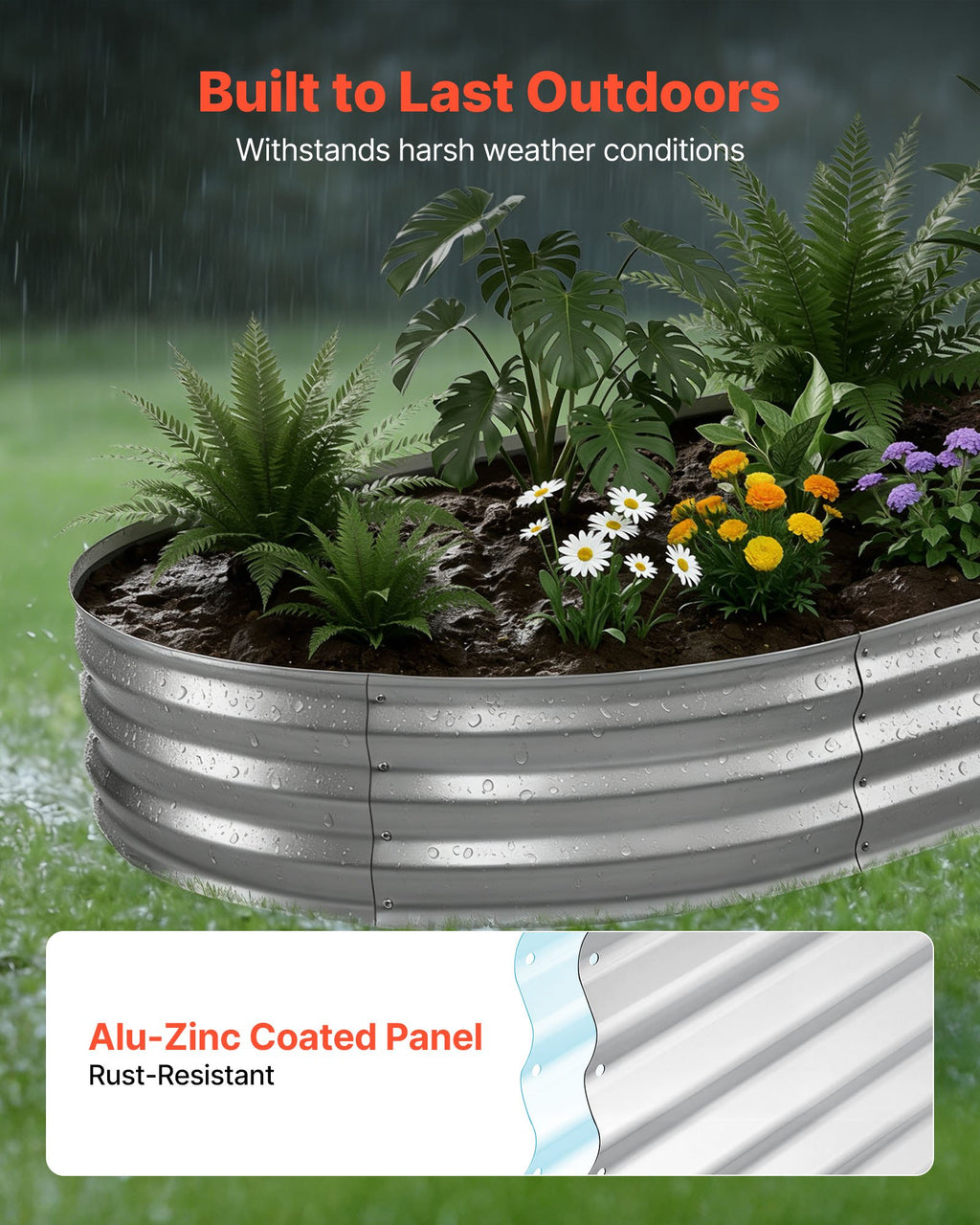 Galvanized Oval Raised Garden Bed, 8 x 4 x 1 ft - image 5