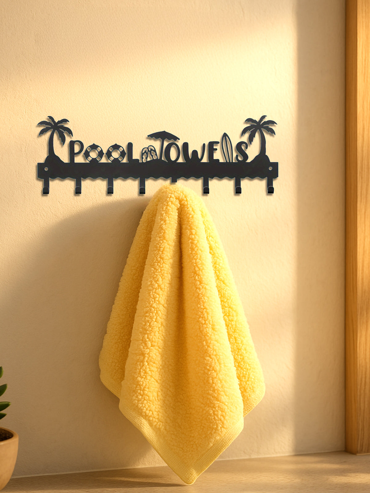 Pool Towels Wall Rack, Beach Theme, 8 Hooks - image 2