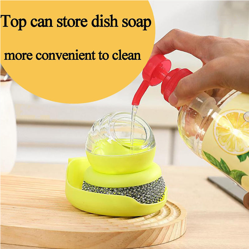 Soap-Dispensing Steel Wool Scrubber with Holder - image 4