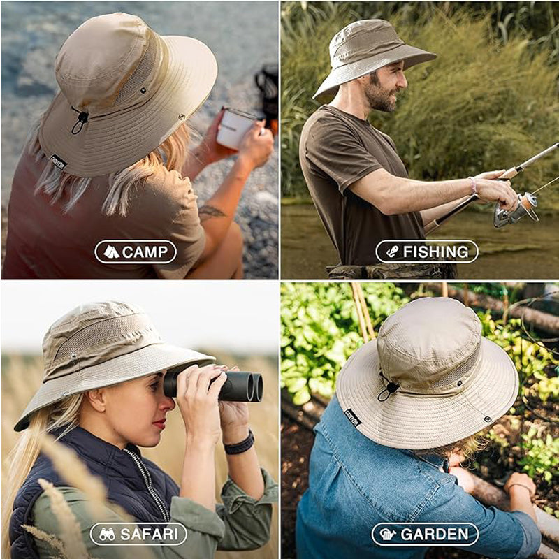 Breathable Wide Brim Sun Hat, Khaki - image 5