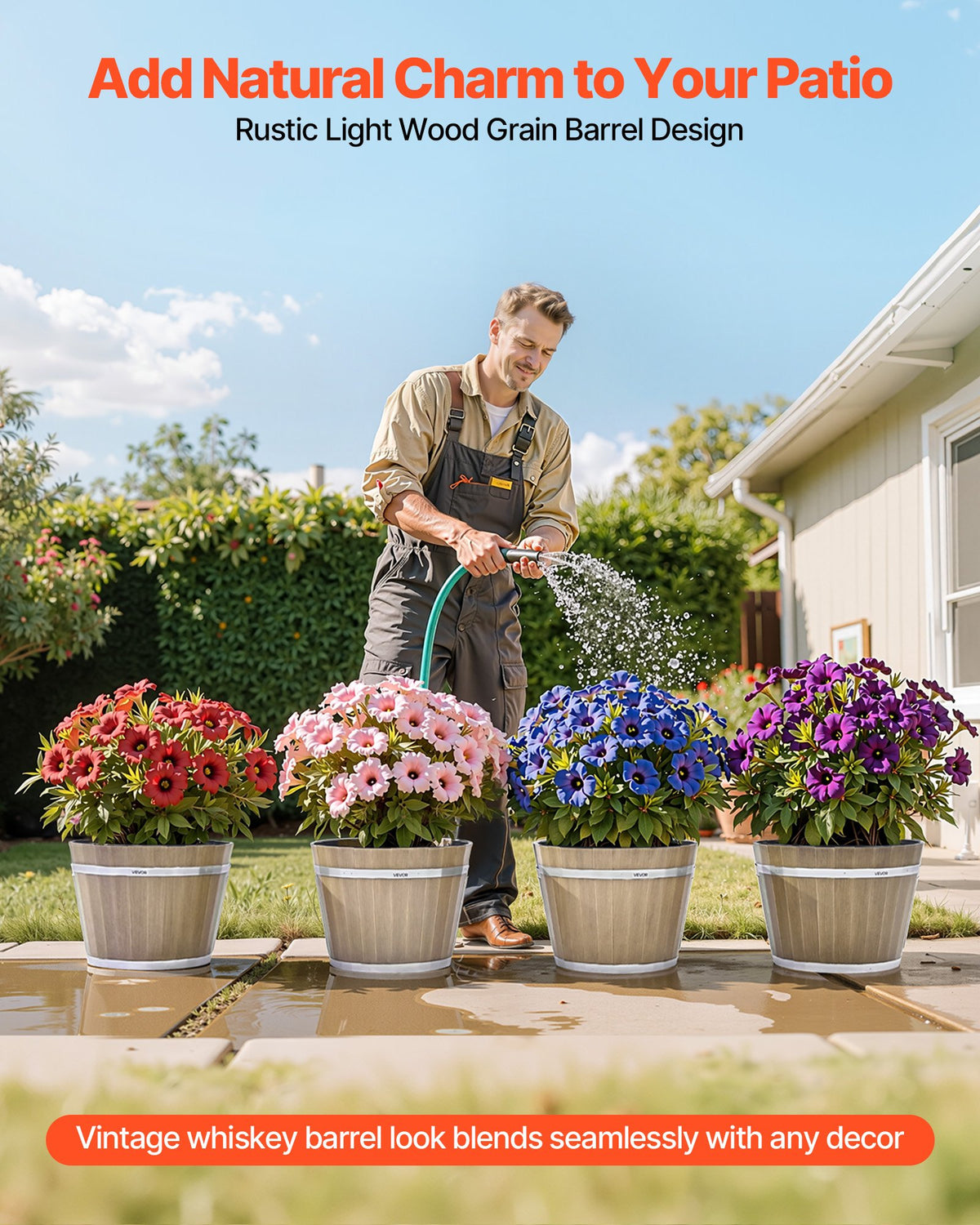 Whiskey Barrel Style Planter, 11.8 in - image 3