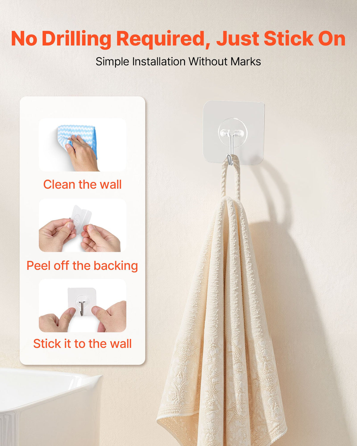Clear Adhesive Wall Hooks, 12 Pack - image 7