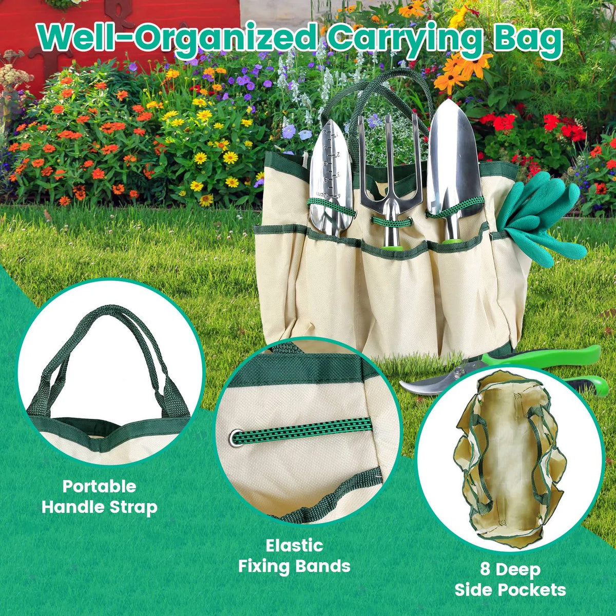 Garden Tool Set with Carry Bag, 13 Pieces - image 8
