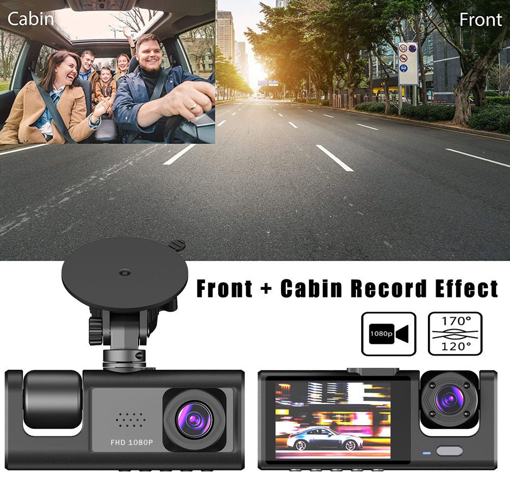 Dual-Lens 1080P Dash Cam, Front & Inside - image 5