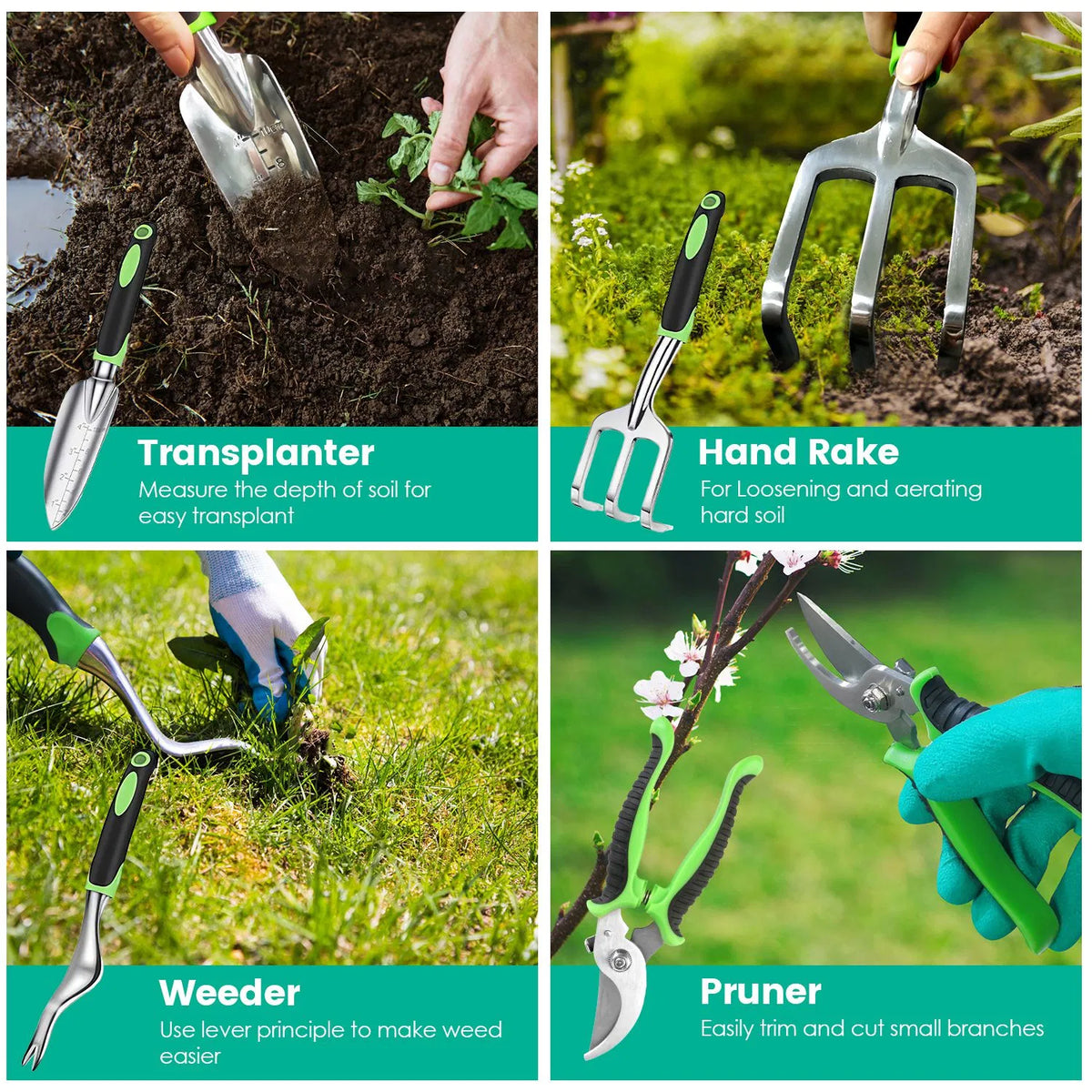 Garden Tool Set with Carry Bag, 13 Pieces