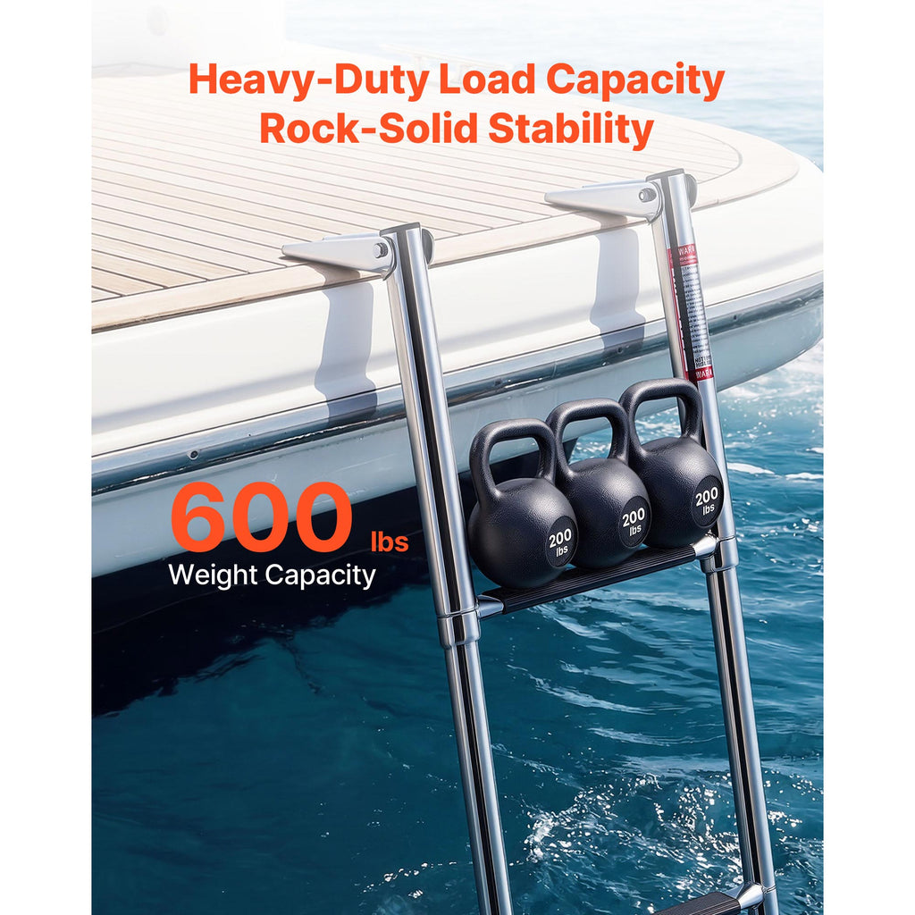 Boat Ladder, 3-Step Stainless Steel Telescoping - image 4