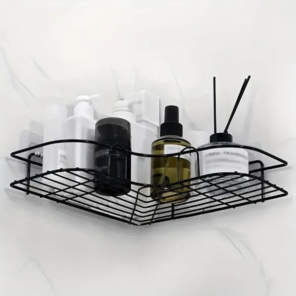 Corner Shower Caddy Shelf, No-Drill, Black - image 3