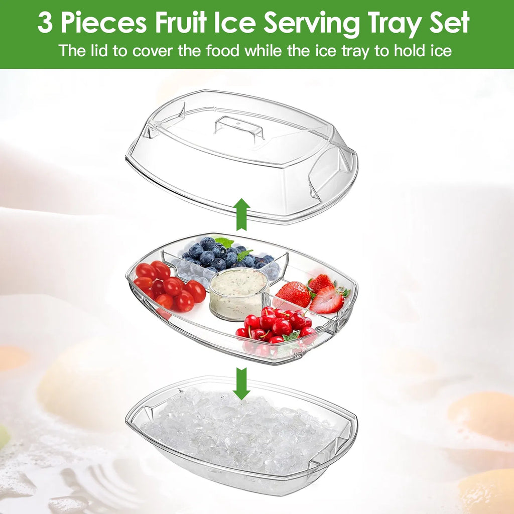Chilled Serving Platter with Ice Tray and Lid, Divided - image 5