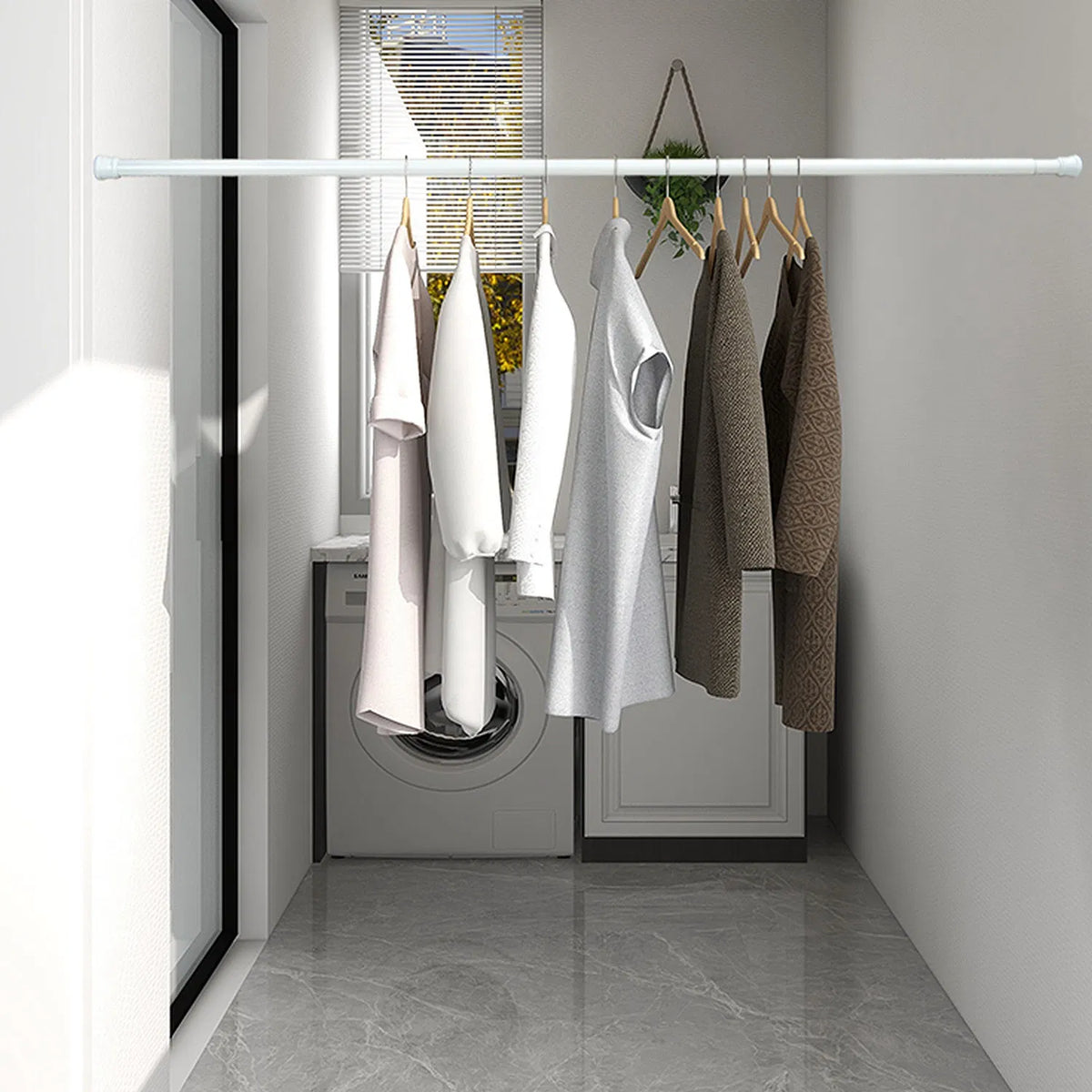 Spring Tension Curtain Rod, White - image 9