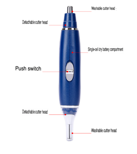 Nose, Ear and Eyebrow Trimmer, 3-in-1, Blue - image 4